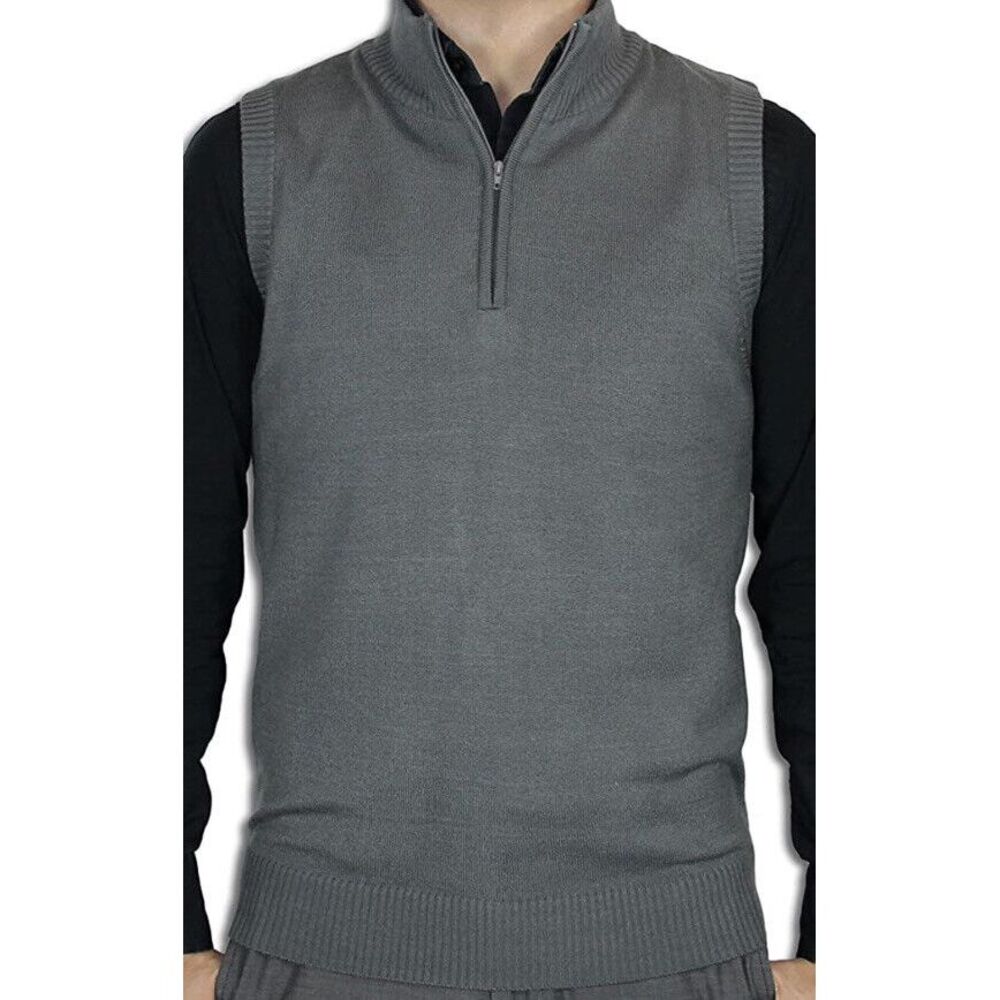 NWT Blue Ocean Collection 1/4 Zip SWEATER‎ VEST Charcoal Gray Small SV-277